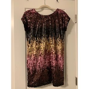 Tobi multicolor backless sequin shift dress